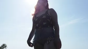 Ruining cum prematurely while fucking big tits at public beach parking lot.