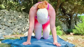 Outdoor yoga can be risky in public with cream pie riding and a redhead amateur milf.