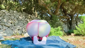 Outdoor yoga can be risky in public with cream pie riding and a redhead amateur milf.