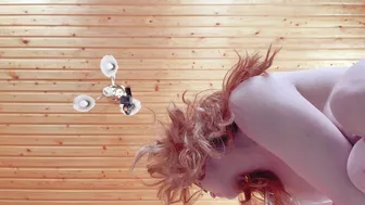 Yoga and masturbation with a curvy redhead gymnast with big tits, hairy pussy, and pale skin.