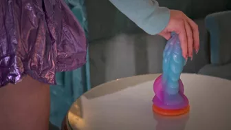 Saddle your big dragon dildo with my tight pussy and enjoy.