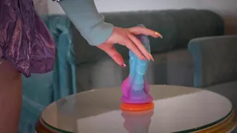 Saddle your big dragon dildo with my tight pussy and enjoy.