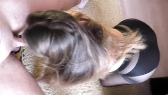 Big-assed young sis sucks cock & cums hard on it!