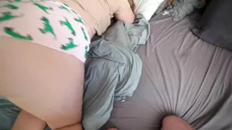 Big booty step-sis in short shorts teases with a hint of sex.