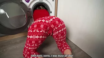 Mom got stuck in washing machine while gifting son's XXX present. #IncestPorn