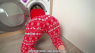 Mom got stuck in washing machine while gifting son's XXX present. #IncestPorn