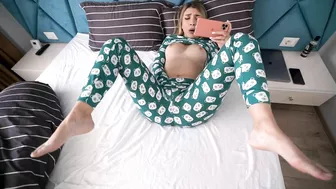 Sister caught masturbating to incest porn, had multiple orgasms from anal creampie.