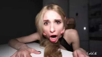 Submissive Amateur Can't Escape His Dick in Throatpie