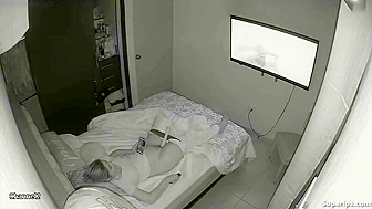 Horny MILF Mom Drops Nightgown, Vibes Pussy to Gangbang Porn On Laptop While Perv Son Spies Hidden