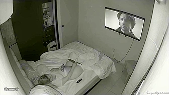 Horny MILF Mom Drops Nightgown, Vibes Pussy to Gangbang Porn On Laptop While Perv Son Spies Hidden