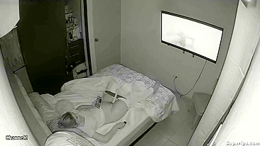 Horny MILF Mom Drops Nightgown, Vibes Pussy to Gangbang Porn On Laptop While Perv Son Spies Hidden