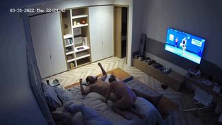 Watching tennis and fucking the horny whore's mouth in IP cam porn movie