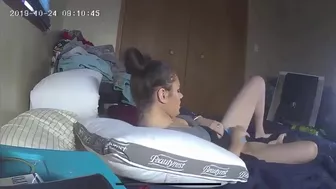 Badass Brit looks hot as she plays with her gorgeous pussy in an IP cam movie