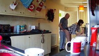 Old fart fucking a horny stepmother from behind in IP cam fuck scene here