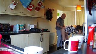 Old fart fucking a horny stepmother from behind in IP cam fuck scene here