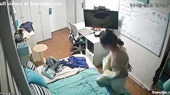 Big bust brunette stepdaughter shows her body in spy cam footage for free