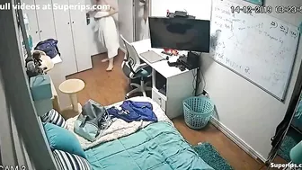 Big bust brunette stepdaughter shows her body in spy cam footage for free