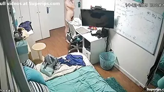 Big bust brunette stepdaughter shows her body in spy cam footage for free