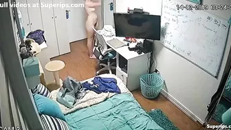 Big bust brunette stepdaughter shows her body in spy cam footage for free