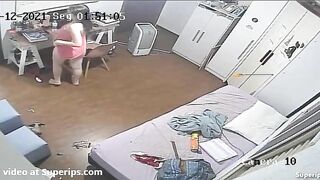 Teen from Europe showing her stepsister slit while teasing bro through spycam