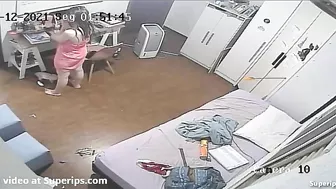 Teen from Europe showing her stepsister slit while teasing bro through spycam