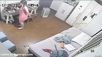 Teen from Europe showing her stepsister slit while teasing bro through spycam