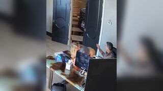 Dude uses his cock to fuck his stepdaughter while he is at work and horny