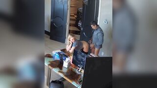 Dude uses his cock to fuck his stepdaughter while he is at work and horny