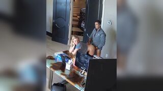 Dude uses his cock to fuck his stepdaughter while he is at work and horny