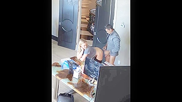 Dude uses his cock to fuck his stepdaughter while he is at work and horny