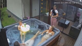 Raw and sexy German hidden cam footage from the backyard from a nudist company