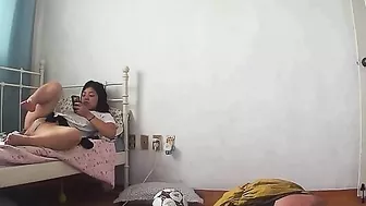 IP cam scene showing a cute Korean teen who wants to masturbate happily