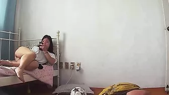 IP cam scene showing a cute Korean teen who wants to masturbate happily IP cam scene showing a cute Korean teen who wants to masturbate happily