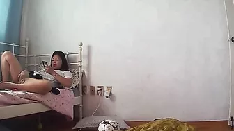 IP cam scene showing a cute Korean teen who wants to masturbate happily