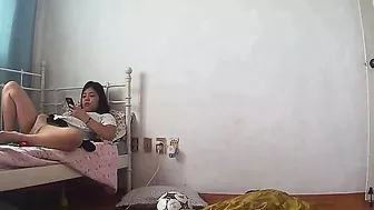 IP cam scene showing a cute Korean teen who wants to masturbate happily