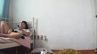 IP cam scene showing a cute Korean teen who wants to masturbate happily