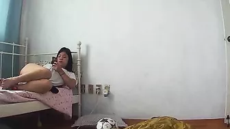 IP cam scene showing a cute Korean teen who wants to masturbate happily