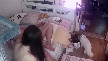 Asian hidden cam video with stepdaughter who is ready for daddy's HUGE cock