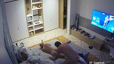 Mature sister fucks him as they both watch tennis in hidden cam movie