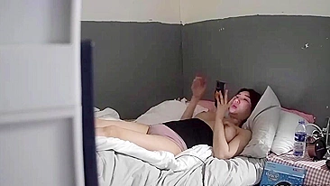 Asian teen enjoying hidden cam action in one of the best solo movies ever