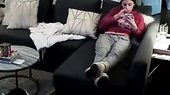 Canadian porn movie showing hidden cam girl that uses hand to get herself off