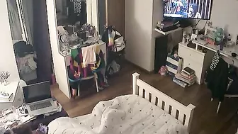 Redheaded girl is ready to get off to porn as she peeks at hardcore loving