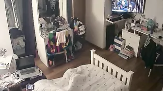 Redheaded girl is ready to get off to porn as she peeks at hardcore loving