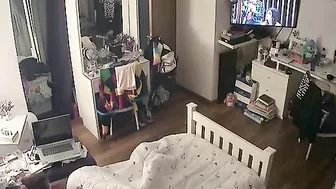 Redheaded girl is ready to get off to porn as she peeks at hardcore loving