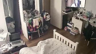 Redheaded girl is ready to get off to porn as she peeks at hardcore loving