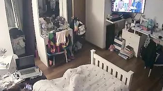 Redheaded girl is ready to get off to porn as she peeks at hardcore loving