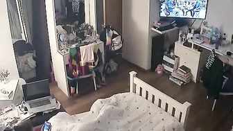 Redheaded girl is ready to get off to porn as she peeks at hardcore loving