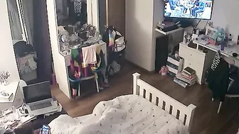 Redheaded girl is ready to get off to porn as she peeks at hardcore loving