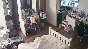 Redheaded girl is ready to get off to porn as she peeks at hardcore loving