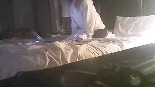 Hot lady in hidden cam pillow masturbation movie with lots of loud moaning